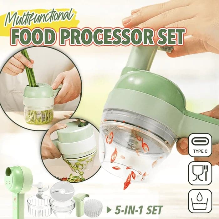 ⏳Time-Limited Special⏰ 4-in-1 manual electric vegetable cutter setMultifunction cordless food processor