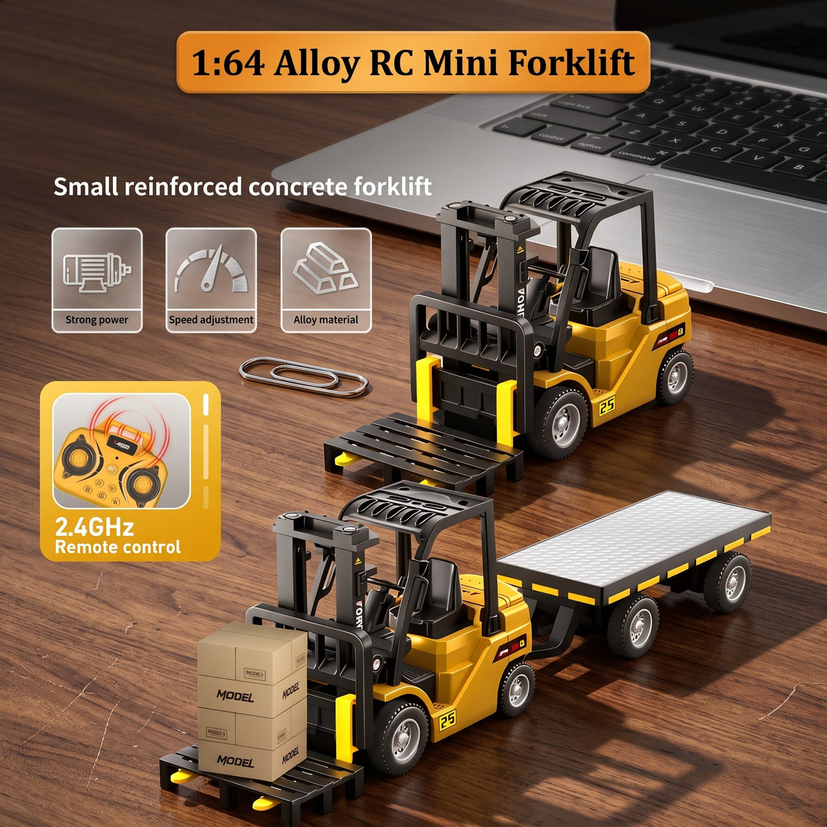 🏆2026 HOT SALE⚡ 10K+ SOLD! 🏆Desktop Mini Dieel Remote Control Forklift Crane Model Toy
