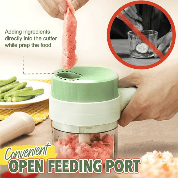 ⏳Time-Limited Special⏰ 4-in-1 manual electric vegetable cutter setMultifunction cordless food processor