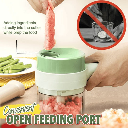 ⏳Time-Limited Special⏰ 4-in-1 manual electric vegetable cutter setMultifunction cordless food processor