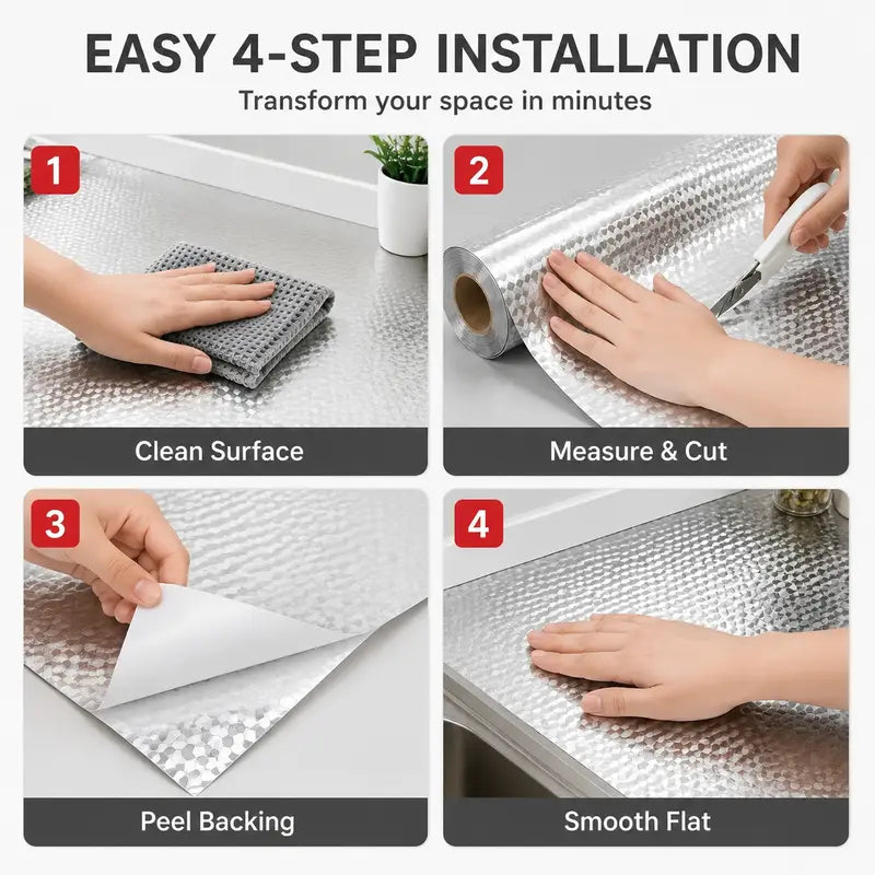 🌸BUY 1 GET 1 FREE Today!!💗 Heat-Resistant Peel & Stick Aluminum Foil Wallpaper