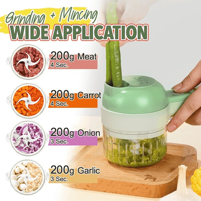⏳Time-Limited Special⏰ 4-in-1 manual electric vegetable cutter setMultifunction cordless food processor