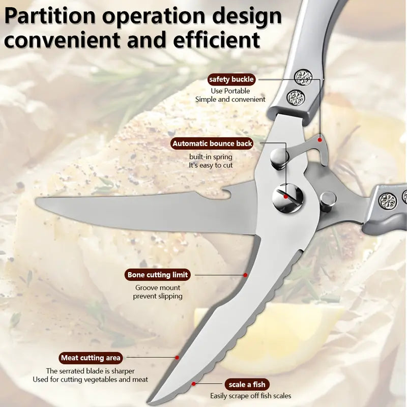✂️ BUY 1 GET 1 FREE Today!!🔥  Heavy-Duty Stainless Steel Kitchen Shears with Safety Lock & Non-Slip Grip