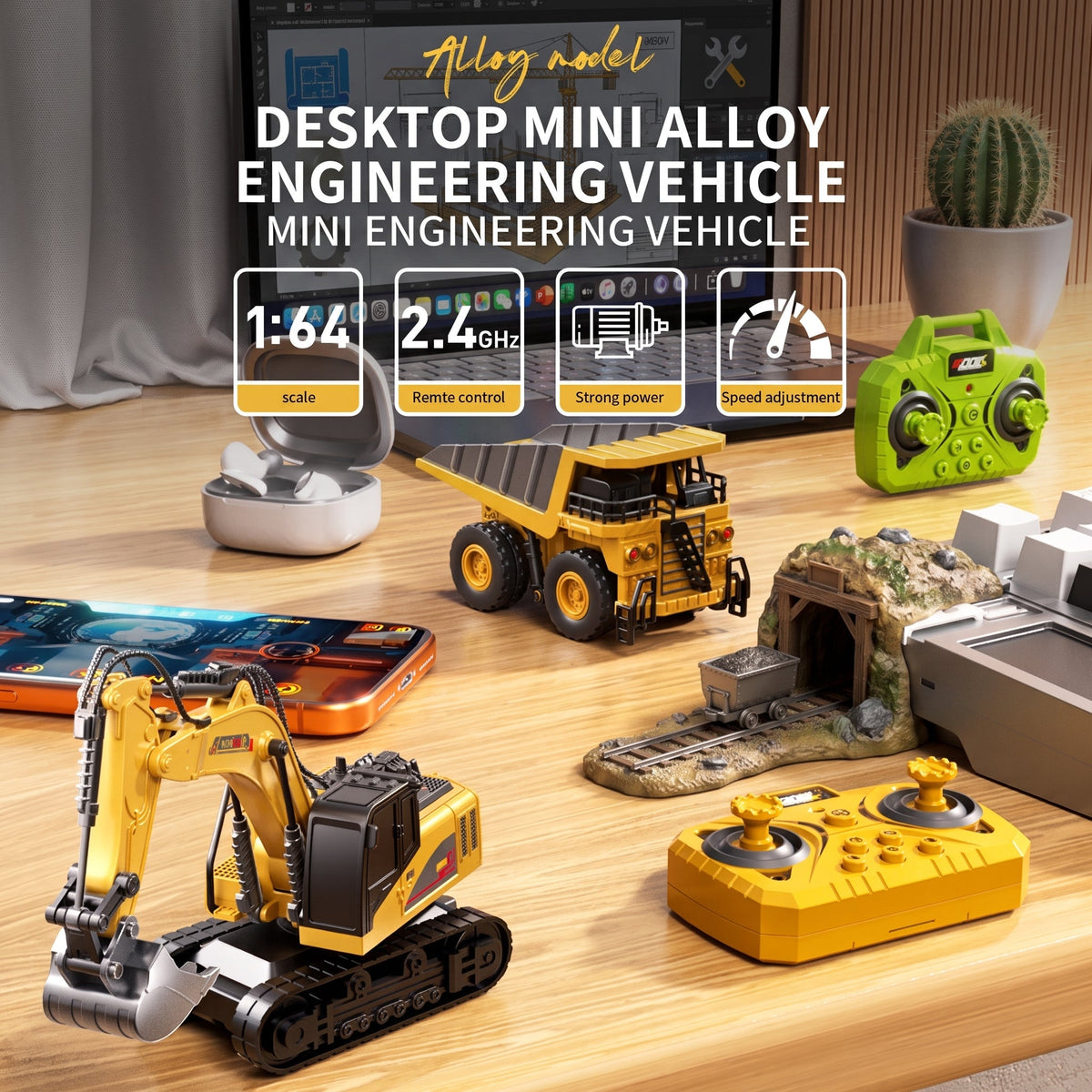 🏆2026 HOT SALE⚡ 10K+ SOLD! 🏆Desktop Mini Dieel Remote Control Forklift Crane Model Toy