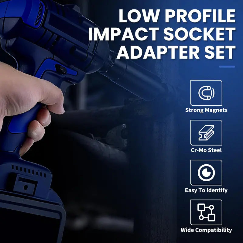 🔥LAST DAY SALE ONLY!!  Ultra Low Profile Impact Socket Adapter Set – Reach Tight Spaces with Maximum Torque