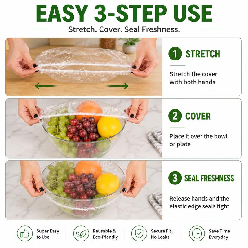 🌸BUY 1 GET 1 FREE Today!!💗  100PCS Disposable Stretch Food Covers, Elastic Kitchen Bowl & Plate Lids, Plastic Wrap Alternative for Food Storage & Leftovers Preservation