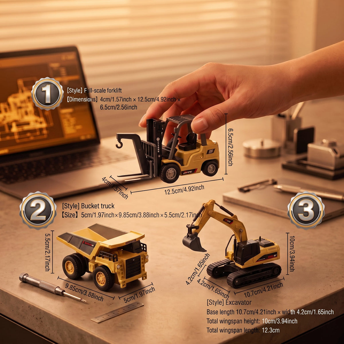 🏆2026 HOT SALE⚡ 10K+ SOLD! 🏆Desktop Mini Dieel Remote Control Forklift Crane Model Toy