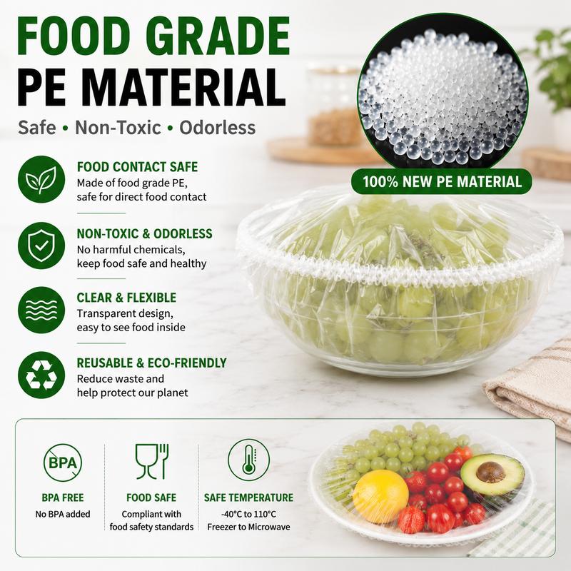🌸BUY 1 GET 1 FREE Today!!💗  100PCS Disposable Stretch Food Covers, Elastic Kitchen Bowl & Plate Lids, Plastic Wrap Alternative for Food Storage & Leftovers Preservation