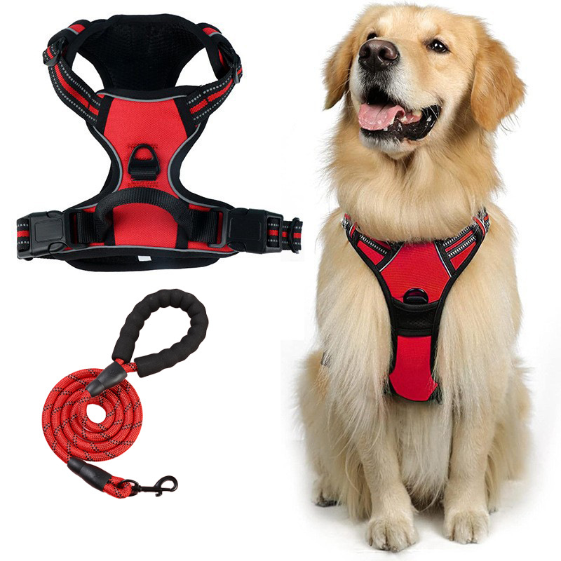🐕 50% OFF! 🦺 Anti-pull harness – Reflective, breathable & with two leash attachments 🌿