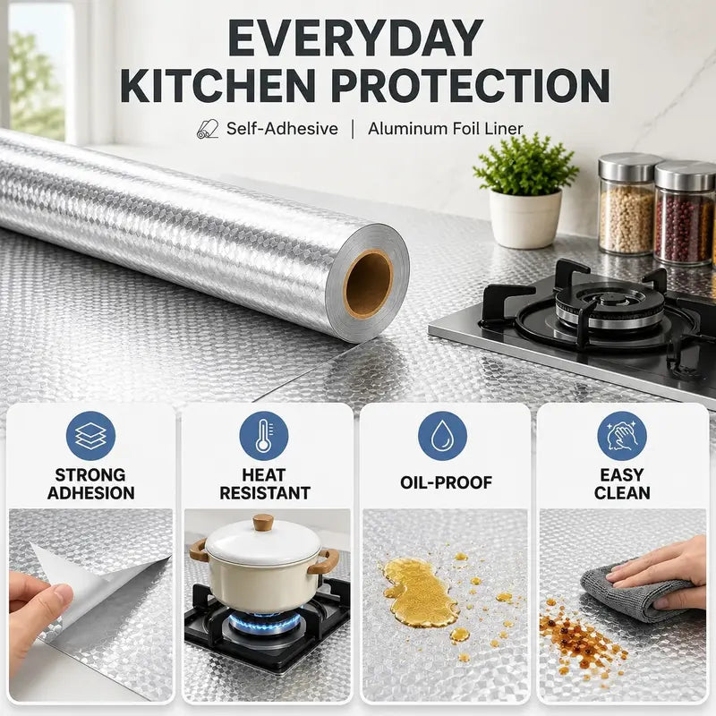 🌸BUY 1 GET 1 FREE Today!!💗 Heat-Resistant Peel & Stick Aluminum Foil Wallpaper