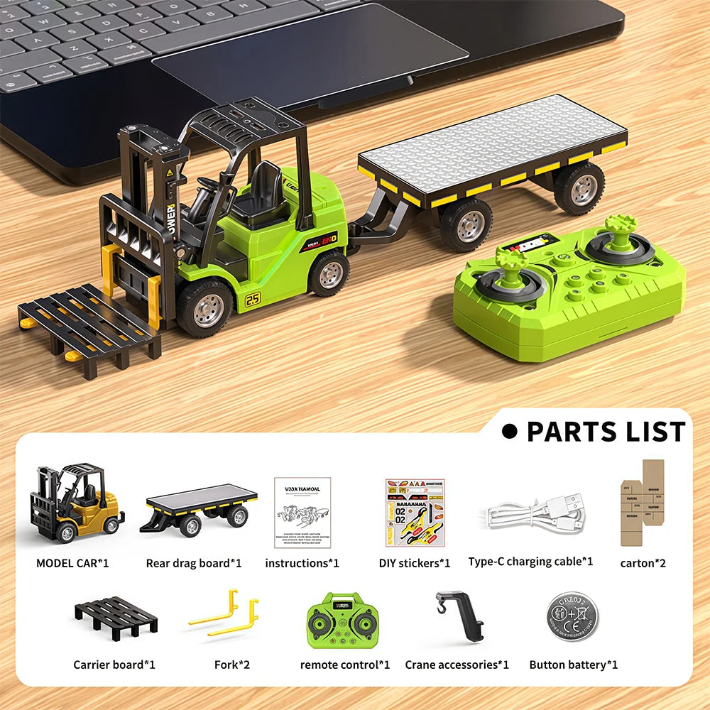🏆2026 HOT SALE⚡ 10K+ SOLD! 🏆Desktop Mini Dieel Remote Control Forklift Crane Model Toy