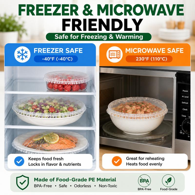 🌸BUY 1 GET 1 FREE Today!!💗  100PCS Disposable Stretch Food Covers, Elastic Kitchen Bowl & Plate Lids, Plastic Wrap Alternative for Food Storage & Leftovers Preservation