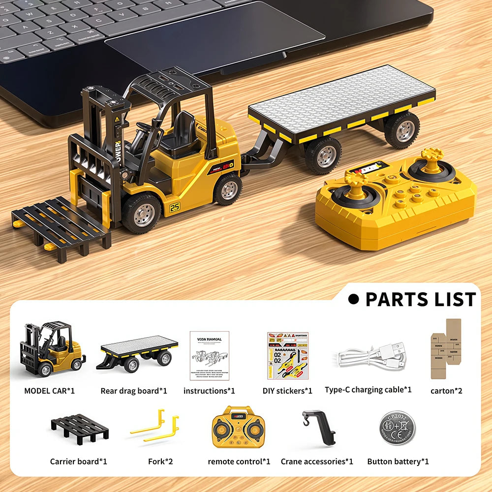 🏆2026 HOT SALE⚡ 10K+ SOLD! 🏆Desktop Mini Dieel Remote Control Forklift Crane Model Toy