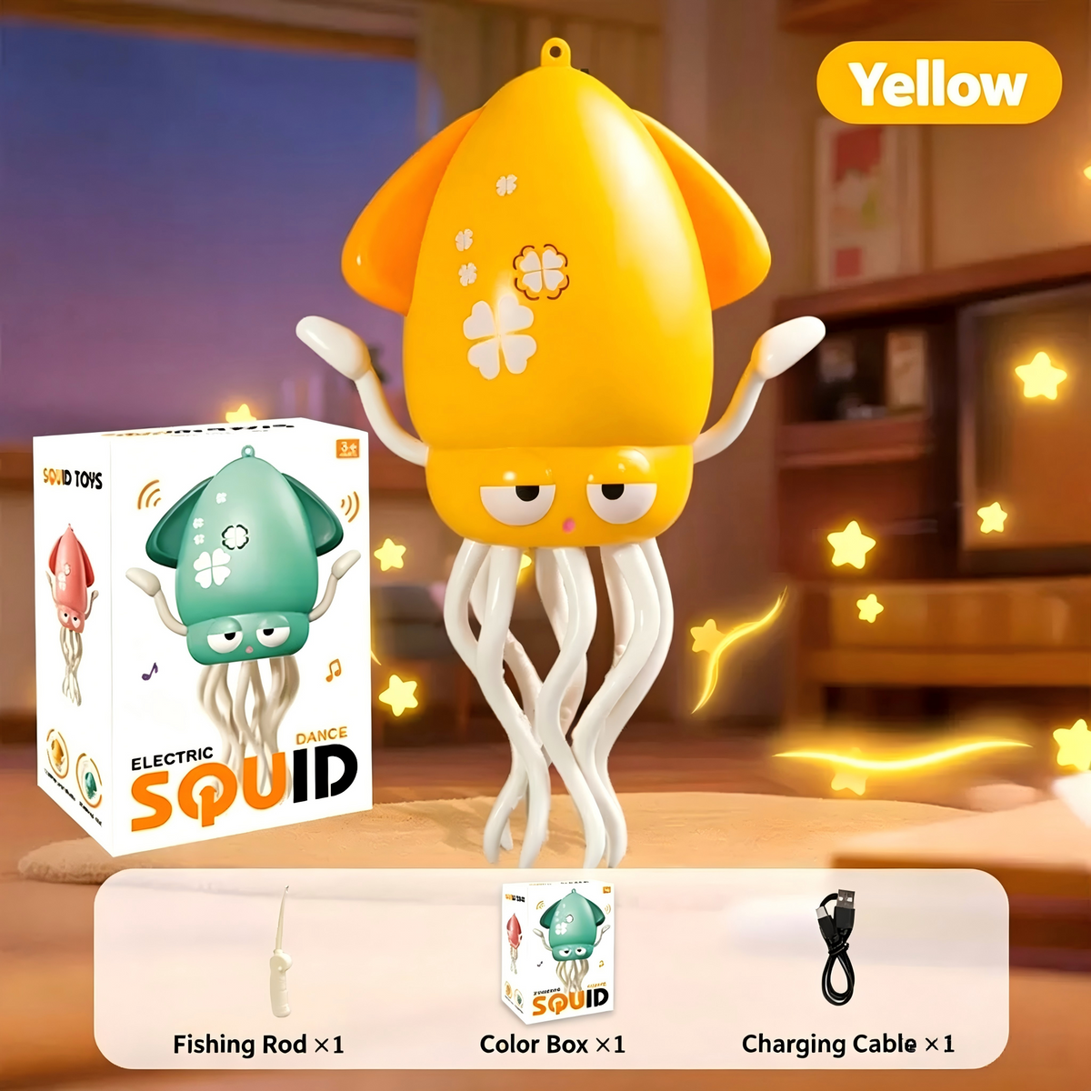 🔥LAST DAY SALE ONLY!! ✨ Dancing Squid Toy,Musical Tummy Time Crawling Toy with LED Lights
