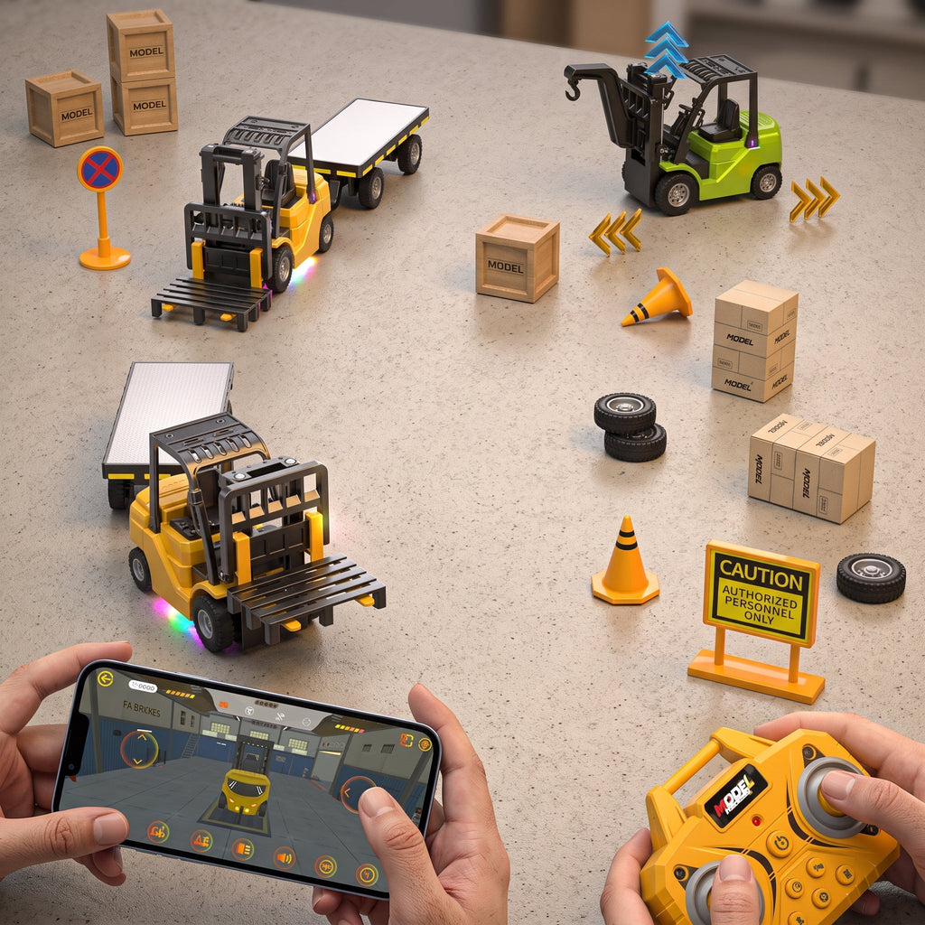 🏆2026 HOT SALE⚡ 10K+ SOLD! 🏆Desktop Mini Dieel Remote Control Forklift Crane Model Toy