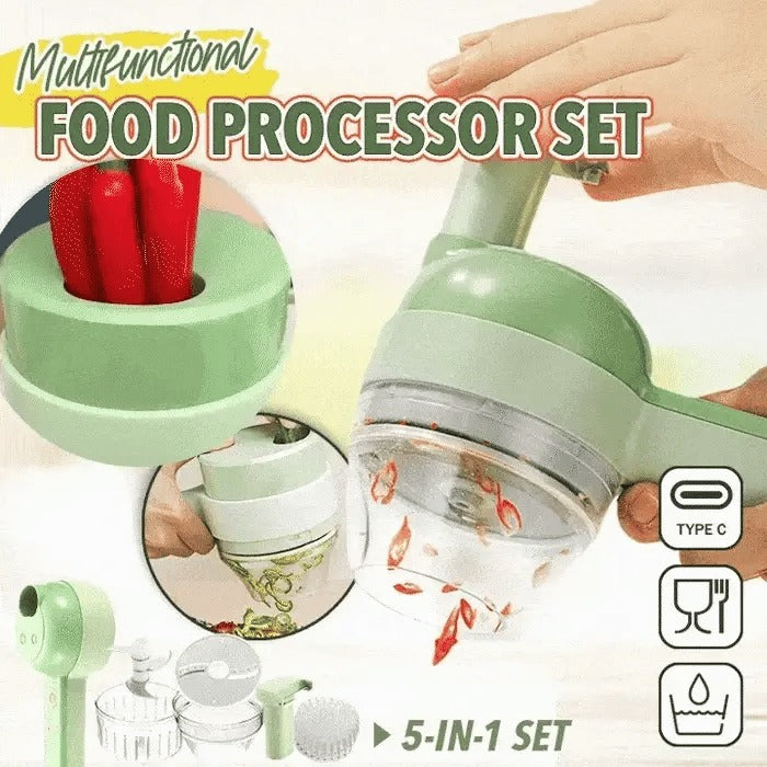 ⏳Time-Limited Special⏰ 4-in-1 manual electric vegetable cutter setMultifunction cordless food processor