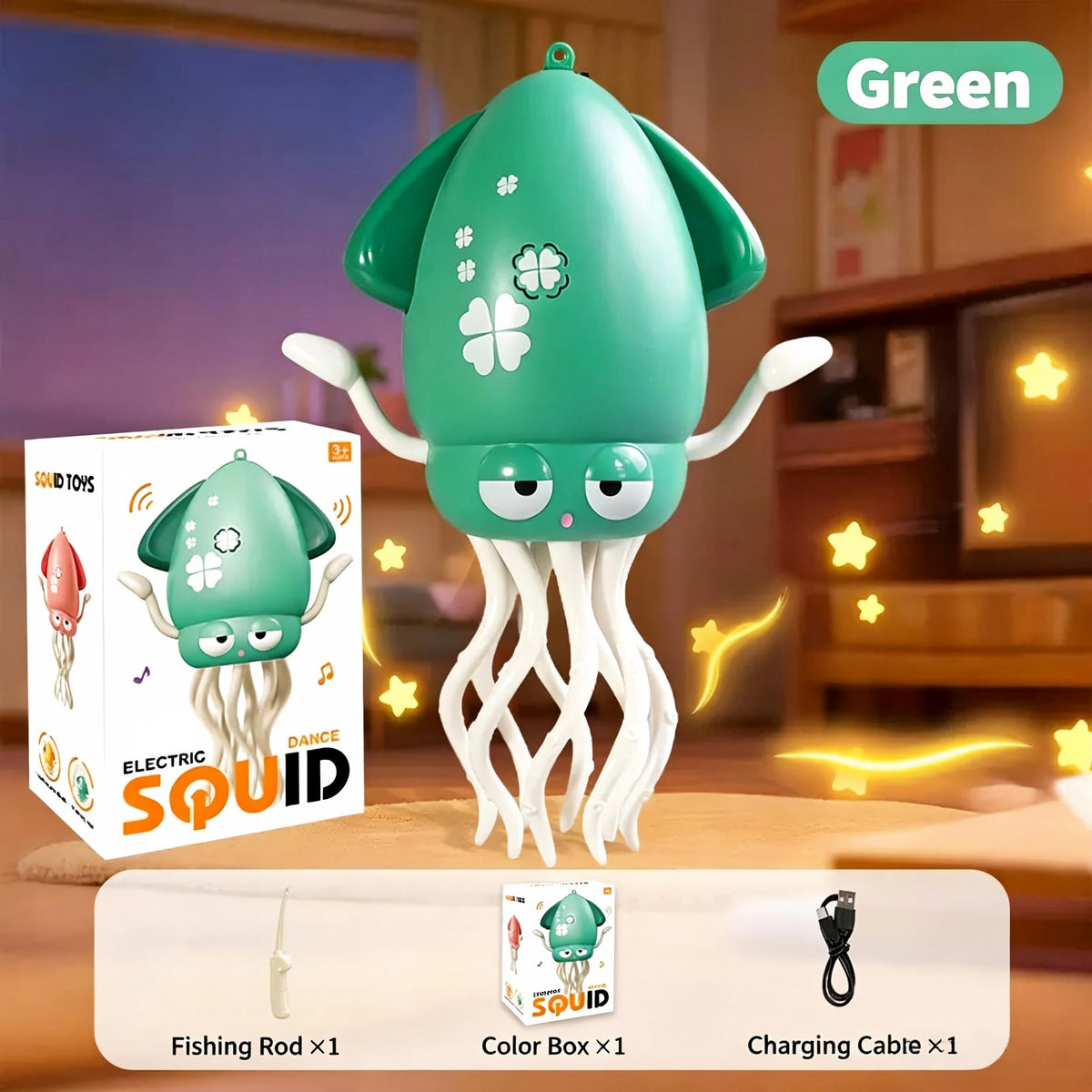 🔥LAST DAY SALE ONLY!! ✨ Dancing Squid Toy,Musical Tummy Time Crawling Toy with LED Lights