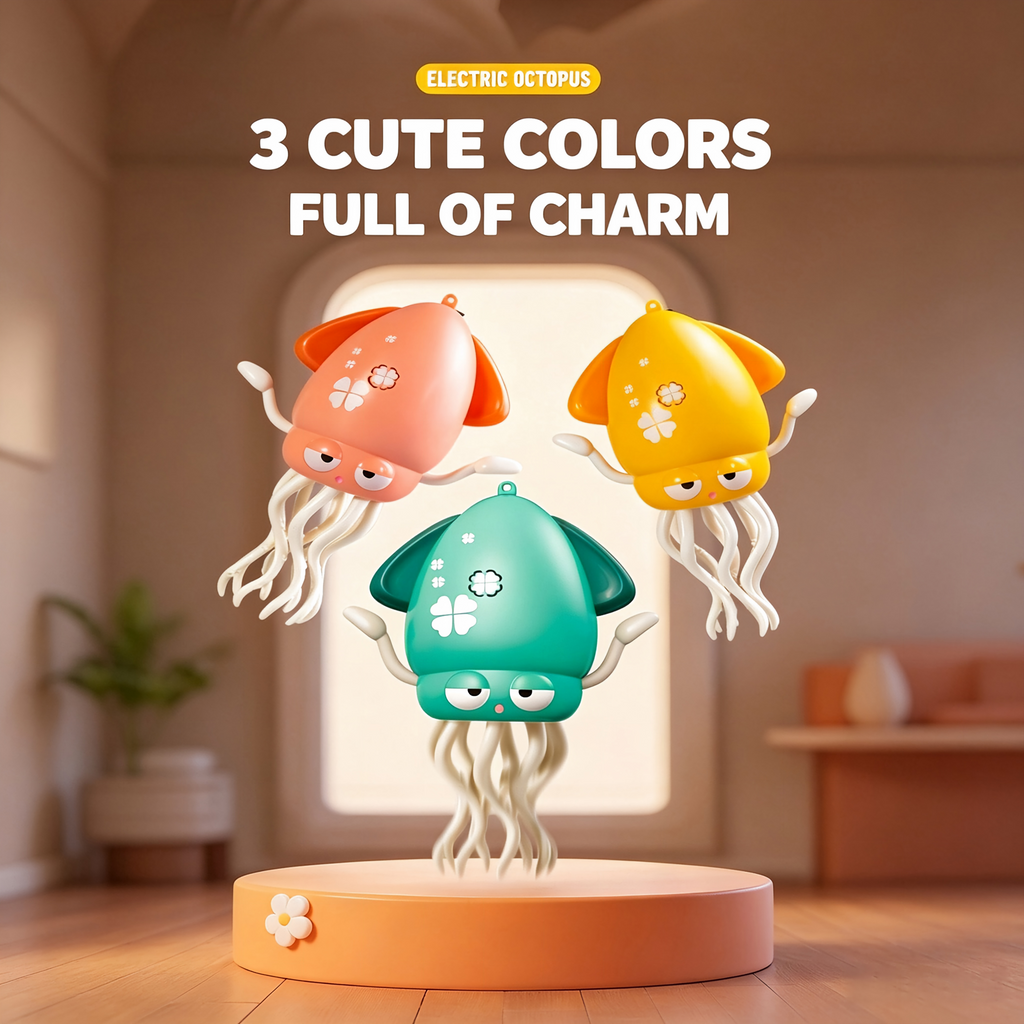 🔥LAST DAY SALE ONLY!! ✨ Dancing Squid Toy,Musical Tummy Time Crawling Toy with LED Lights