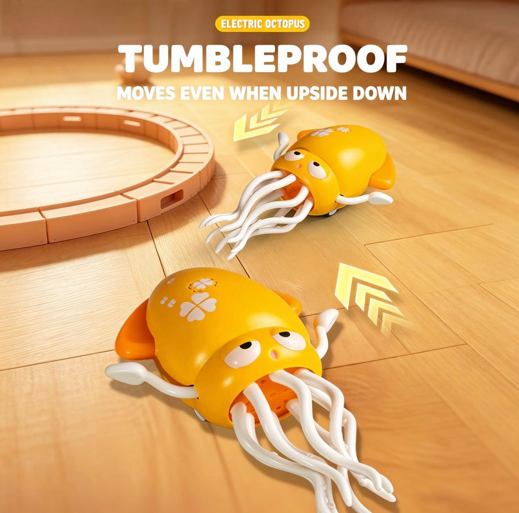 🔥LAST DAY SALE ONLY!! ✨ Dancing Squid Toy,Musical Tummy Time Crawling Toy with LED Lights